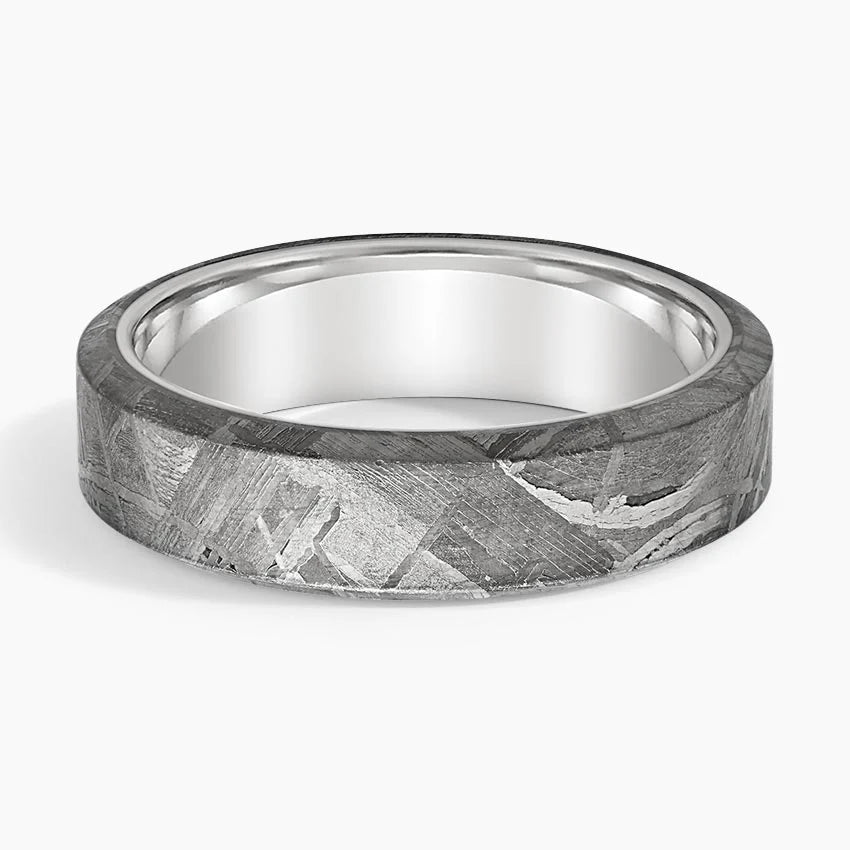 Tundra 6mm Wedding Ring in Meteorite and Tungsten