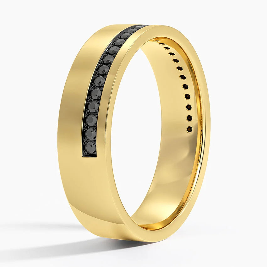 Austin Black Diamond 5.5mm Wedding Ring in 18K Yellow Gold
