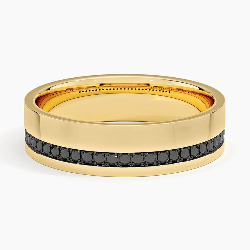 Austin Black Diamond 5.5mm Wedding Ring in 18K Yellow Gold