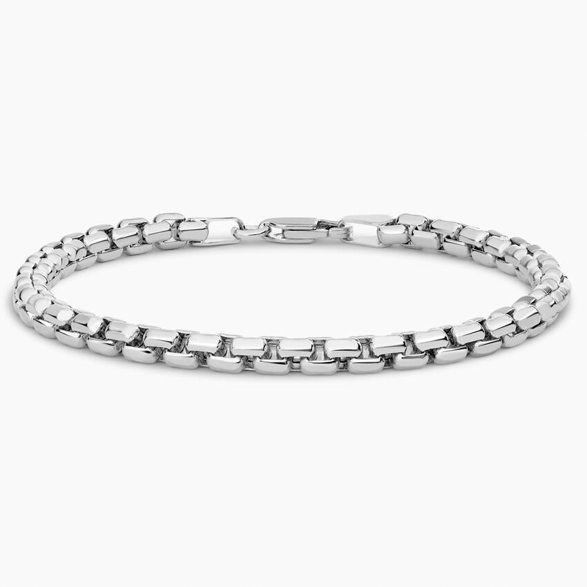 Riley 7.5 in. Rounded Box Chain Bracelet (3.95mm) in Silver