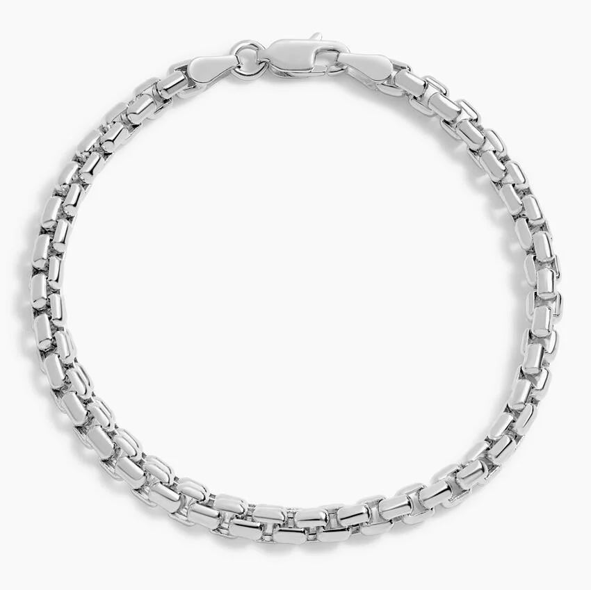 Riley 7.5 in. Rounded Box Chain Bracelet (3.95mm) in Silver