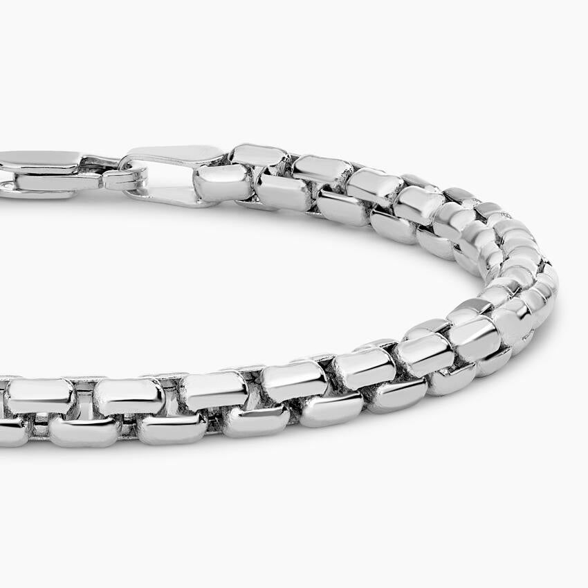 Riley 7.5 in. Rounded Box Chain Bracelet (3.95mm) in Silver