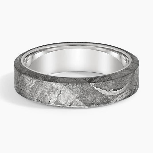 Tundra 6mm Wedding Ring in Meteorite and Tungsten