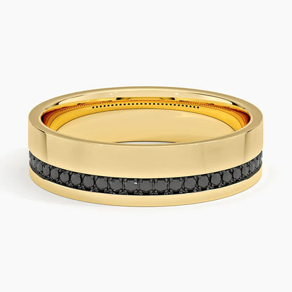 Austin Black Diamond 5.5mm Wedding Ring in 18K Yellow Gold