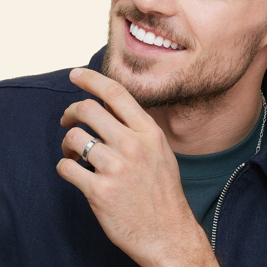 Apollo Black Diamond 4.5mm Wedding Ring in 18K White Gold