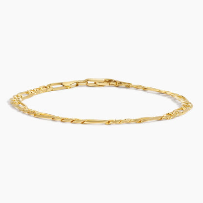 Ari 7.5 in. Beveled Figaro Chain Bracelet in 14K Yellow Gold