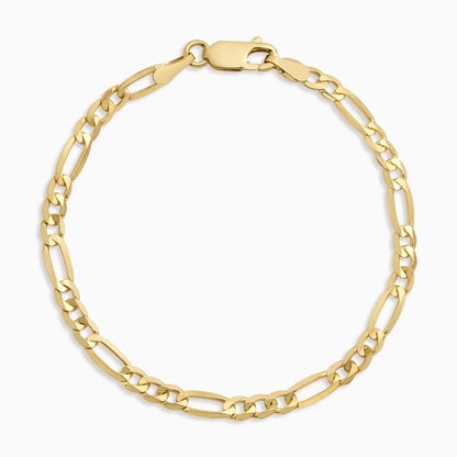 Ari 7.5 in. Beveled Figaro Chain Bracelet in 14K Yellow Gold