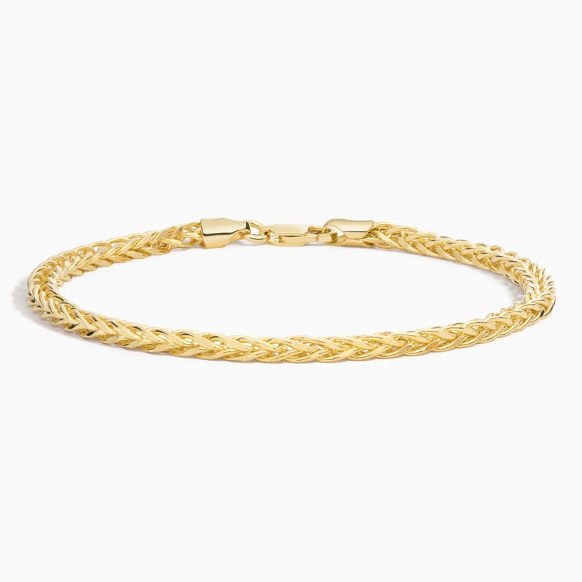 Dakota 6.5 in. Lightweight Wheat Chain Bracelet (3.9mm) in 14K Yellow Gold