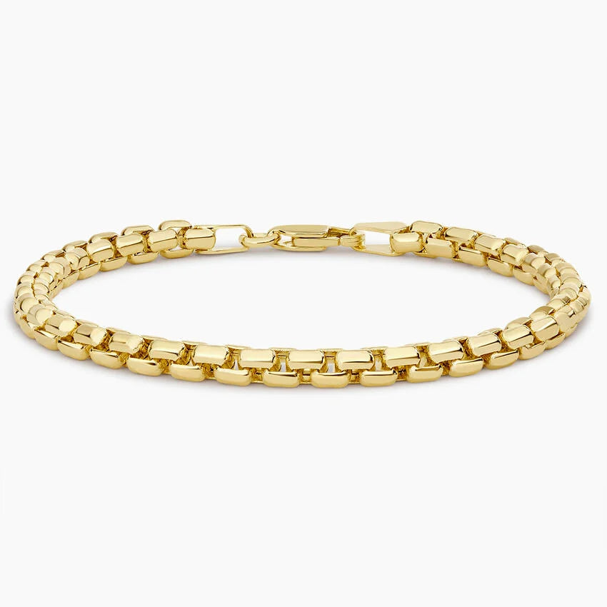 Riley 7.5 in. Lightweight Rounded Box Chain Bracelet (3.95mm) in 14K Yellow Gold