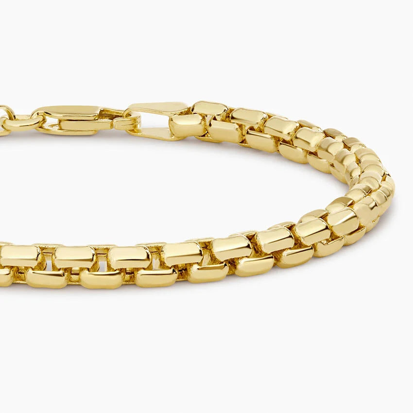 Riley 7.5 in. Lightweight Rounded Box Chain Bracelet (3.95mm) in 14K Yellow Gold