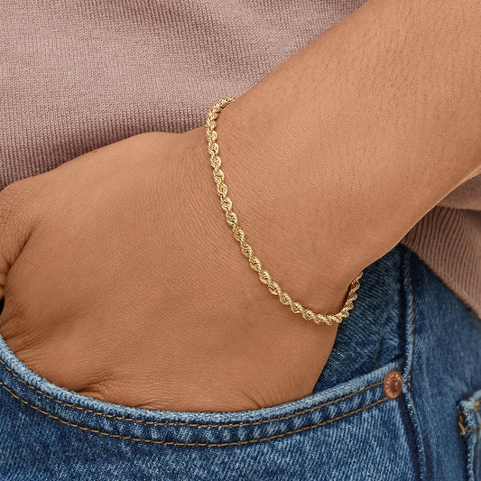 Bailey 8.5 in. Rope Chain Bracelet (3.3mm) in 14K Yellow Gold