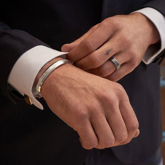 Homme Engravable Cuff Bracelet in Silver